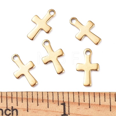 Ion Plating(IP) 304 Stainless Steel Tiny Cross Charms X-STAS-E104-34G-1