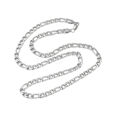 6MM 304 Stainless Steel Figaro Chain Necklaces NJEW-G203-02P-1