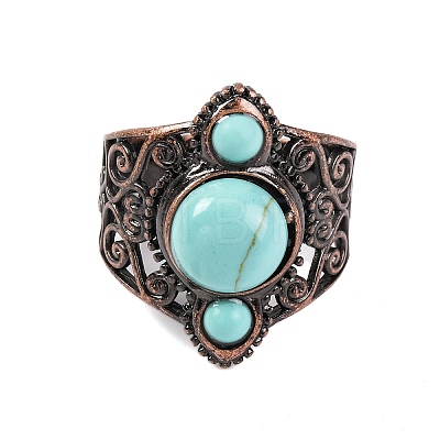 Synthetic Turquoise Retro Finger Rings RJEW-B067-01R-15-1