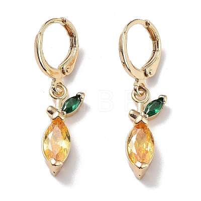 Real 18K Gold Plated Brass Dangle Leverback Earrings EJEW-L269-039G-1
