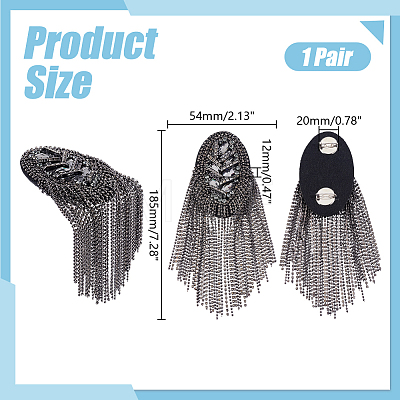 2Pcs Iron Tassel Chain Shoulder Epaulettes DIY-HY0003-62B-1