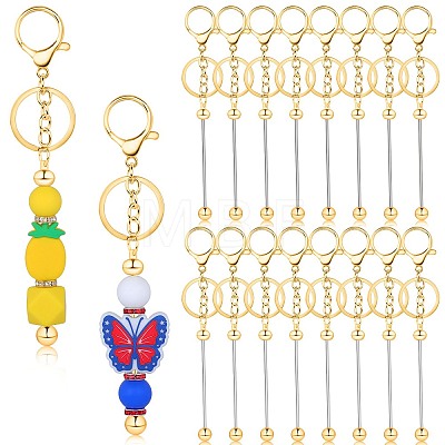 16Pcs Alloy Bar Beadable Keychain for Jewelry Making DIY Crafts KEYC-SZ0001-16G-1