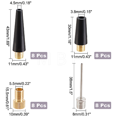 CHGCRAFT 8 Sets Brass & Iron Pump Needle Nozzle Adapter Kit TOOL-CA0001-16-1