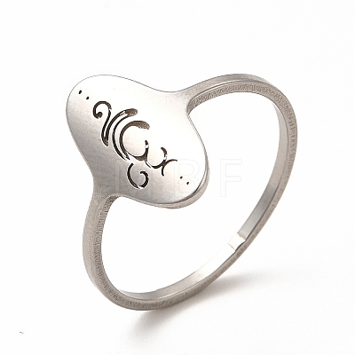 Non-Tarnish 304 Stainless Steel Yoga Theme Finger Ring for Women RJEW-K239-16P-1