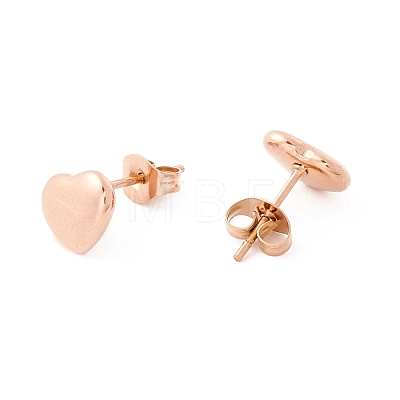 6 Pairs 304 Stainless Steel Heart Stud Earrings for Women EJEW-A067-21RG-1