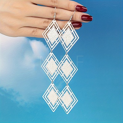Alloy Rhombus Dangle Earrings FS-WG9FBBE-01-1