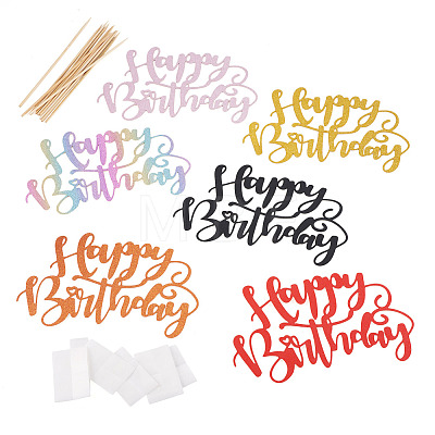 6Pcs 6 Colors Paper Cake Toppers FIND-TA0010-39-1