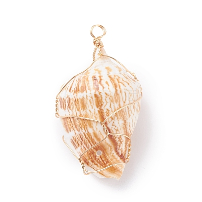 Natural Conch Shell Big Pendants PALLOY-JF01204-1