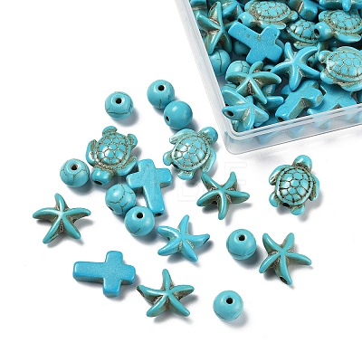 130Pcs 5 Styles Synthetic Turquoise Beads TURQ-FP0001-02-1