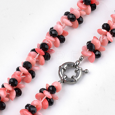 Synthetic Coral Beaded Necklaces NJEW-S414-36-1