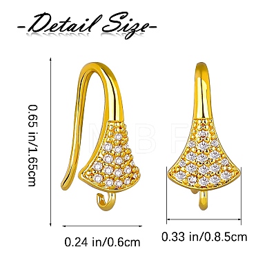 10 Pair Brass Micro Pave Clear Cubic Zirconia Earring Hooks ZIRC-SZ0005-01-1