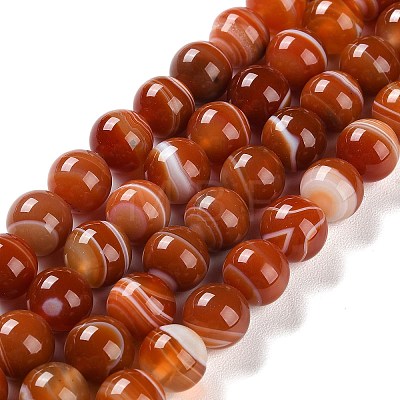 Natural Striped Agate/Banded Agate Beads Strands X-G-Z060-A01-C05-1