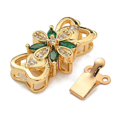 Brass Micro Pave Cubic Zirconia Box Clasps KK-U037-17G-02-1