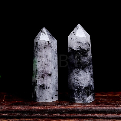 Point Tower Natural Tourmalinated Quartz Healing Stone Wands PW-WG27572-02-1