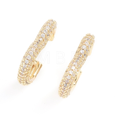 Brass Micro Pave Clear Cubic Zirconia Cuff Earrings EJEW-G274-05G-1