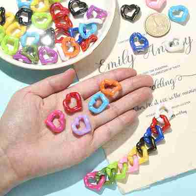 Rainbow Color Plated Acrylic Linking Rings PACR-CJC0001-03-1