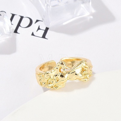 Rack Plating Brass Cuff Rings for Women RJEW-M028-61G-1