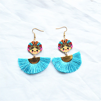 Alloy & Acrylic Tassel Dangle Earrings WG961F4-01-1