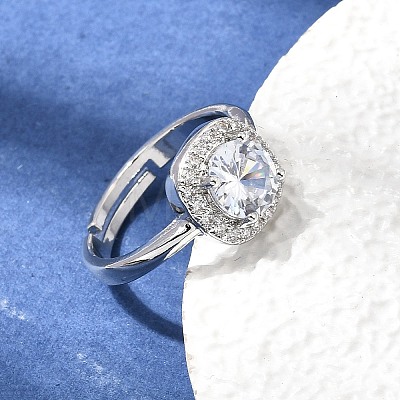 Brass Micro Pave Clear Cubic Zirconia Cuff Open Rings CU-CBA5C10-12P-1