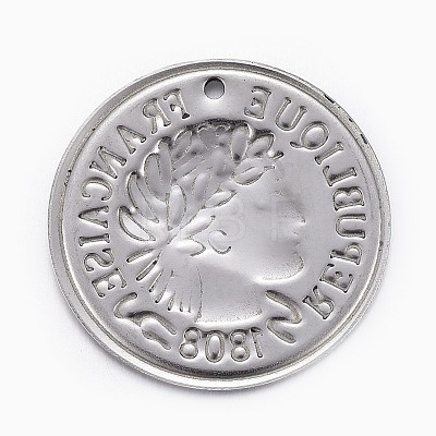 304 Stainless Steel Coin Pendants X-STAS-P218-03-1