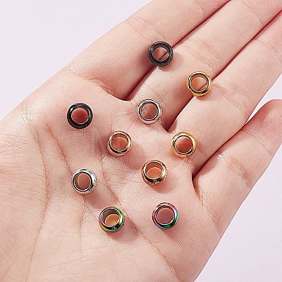 25Pcs 5 Colors Ion Plating(IP) Frosted 201 Stainless Steel European Beads STAS-SZ0001-93-1