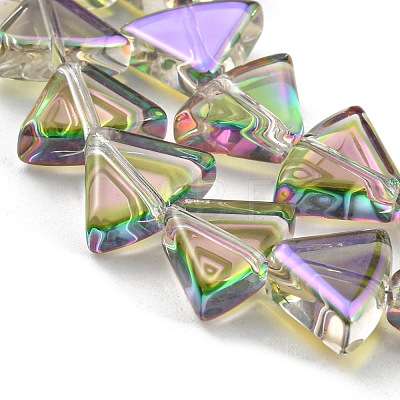 Half Rainbow Plated Electroplate Transparent Glass Beads Strands EGLA-G037-08A-HR01-1
