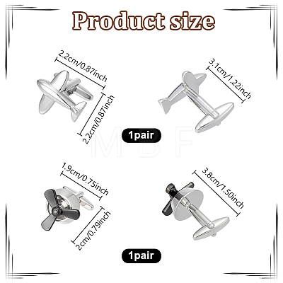 2 Pairs 2 Styles Brass Cufflinks DIY-PH0035-89-1