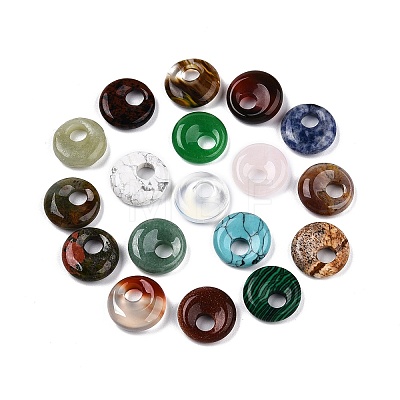 Natural & Synthetic Mixed Stone Donut Pendants G-N344-39B-1