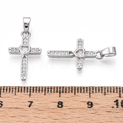 Brass Micro Pave Cubic Zirconia Pendants KK-T070-77P-1