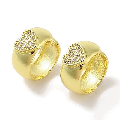 Brass Micro Pave Clear Cubic Zirconia Cuff Earrings for Women EJEW-I305-02G-1