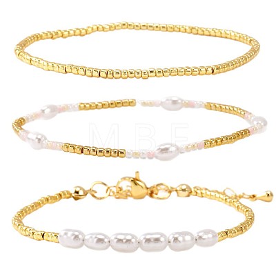 3Pcs Imitation Pearl Beaded Stretch Bracelets Sets for Women AM8486-4-1
