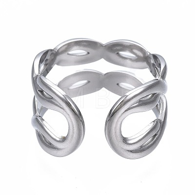 304 Stainless Steel Twist Wrap Open Cuff Ring RJEW-T023-06P-1