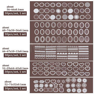 Olycraft 5 Sets 5 Styles PET Plastic Self Adhesive Lace Decorative Stickers DIY-OC0011-14-1
