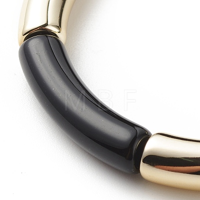 Acrylic Curved Tube Beaded Stretch Bracelet for Women BJEW-JB08439-02-1