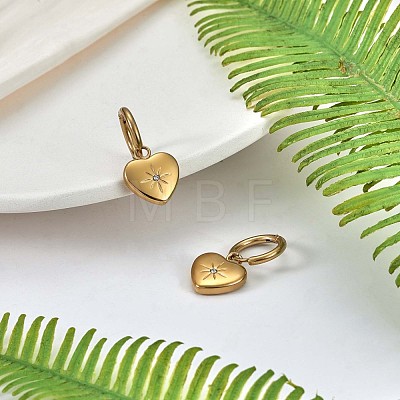 Titanium Steel Heart with Sun Dangle Hoop Earrings for Women JE921A-1