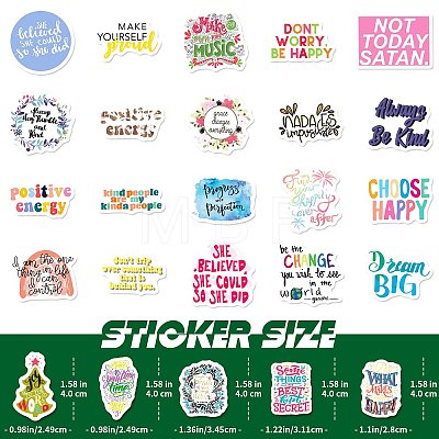 50Pcs PVC Self-Adhesive Inspirational Quote Stickers PW-WG60628-01-1