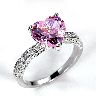 Brass Micro Pave Cubic Zirconia Finger Rings for Women FS-WGC99AF-03-1
