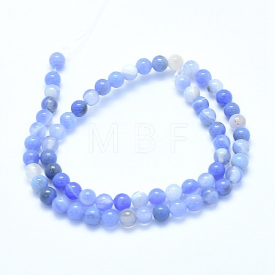 Natural Blue Chalcedony Beads Strands X-G-G765-30-6mm-1