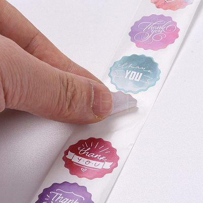 Flat Round Paper Thank You Stickers DIY-C042-15-1