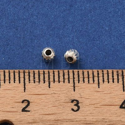925 Sterling Silver Corrugated Round Spacer Beads STER-K178-02D-S-1