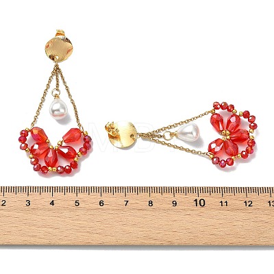Electroplate Glass Dangle Earrings for Women EJEW-MZ00796-02-1