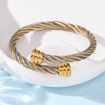 304 Stainless Steel Torque Bangles for Women BJEW-P310-24GP-1