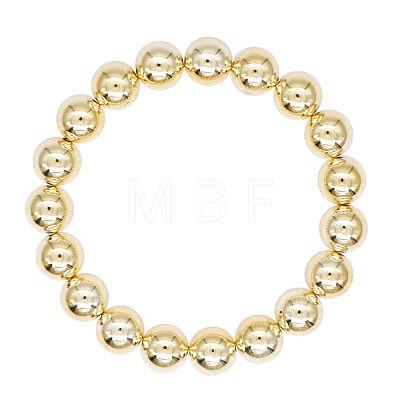 Classic Golden Tone Round Brass Beaded Stretch Bracelets for Women Men IN4084-1-1