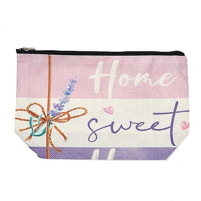 Lavender Printed Linen Storage Zipper Clutch Bags ABAG-Z002-02B-1