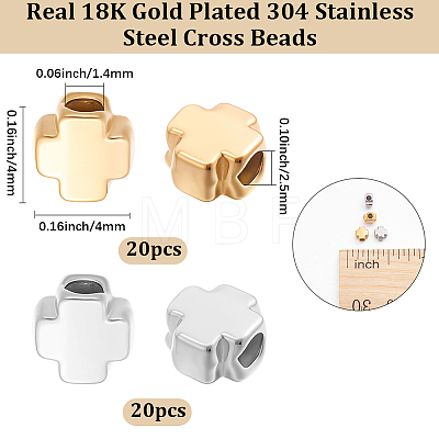 40Pcs 2Colors 304 Stainless Steel Beads STAS-BBC0011-15-1