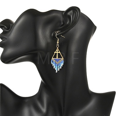 Glass Beads Braided Dangle Earrings EJEW-MZ00786-01-1