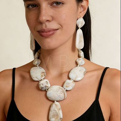 Exaggerated Resin Nuggets Pendant Beaded Necklaces for Women WG13923-01-1