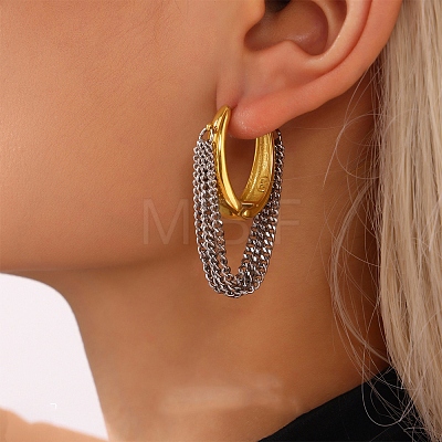 Two Tone 304 Stainless Steel Hoop Earrings FS-WGF65B4-01-1