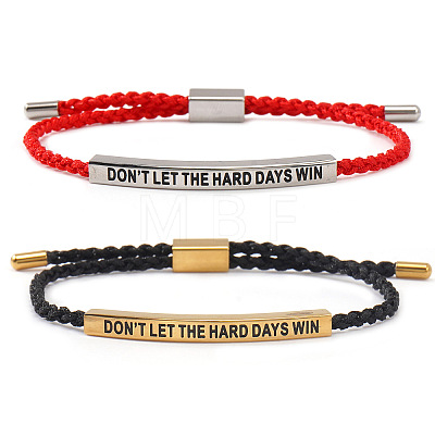 2Pcs DON'T LET THE HARD DAYS WIN 304 Stainless Steel Charm Motivational Quote Bracelets FG5463-4-1