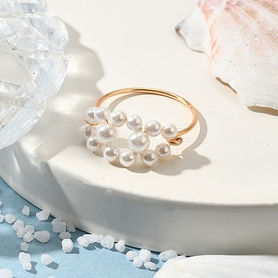 Round Shell Pearl Finger Rings RJEW-TA00153-1